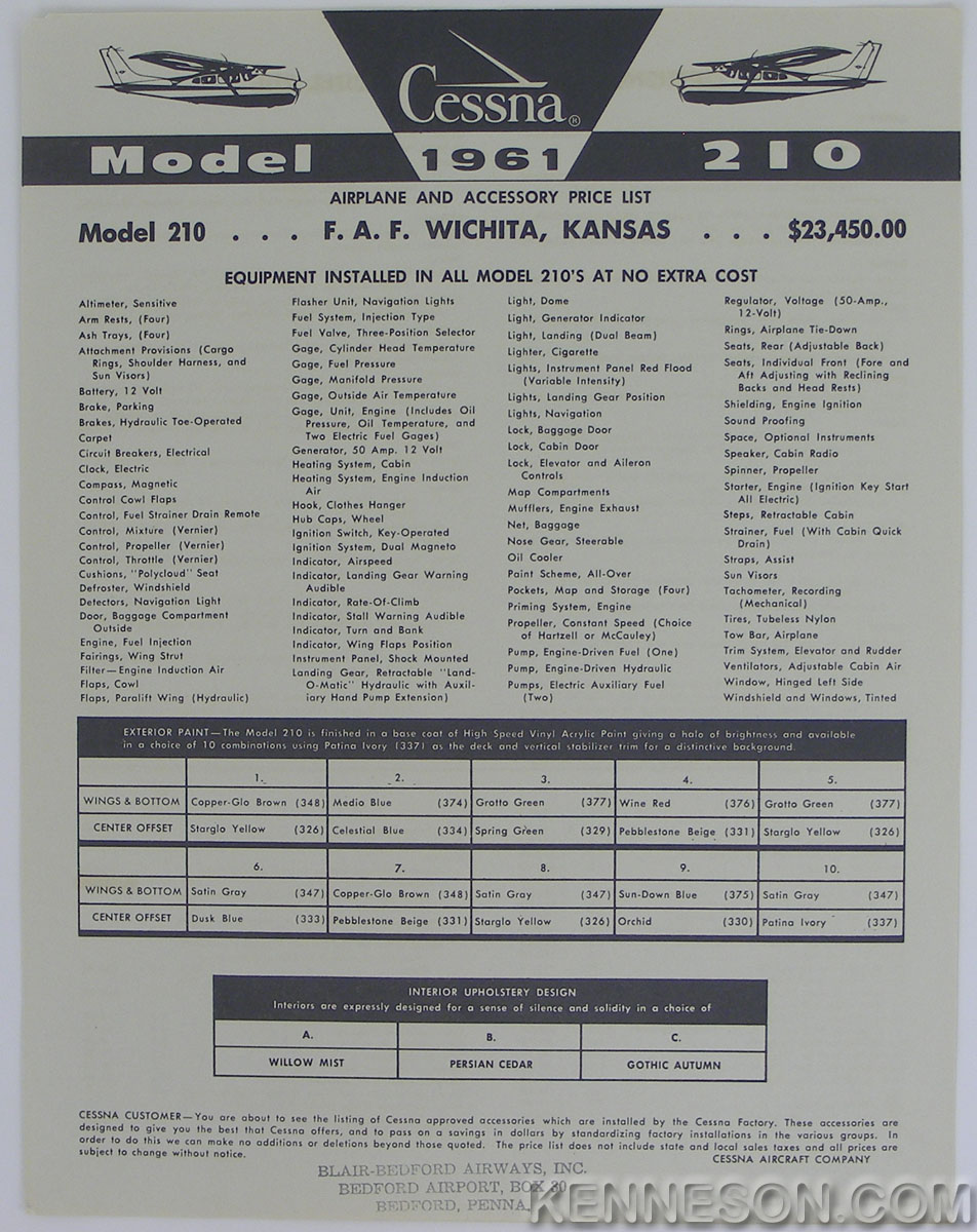 cessna-aircraft-210-1961-airplane-and-accessory-price-list-dealer